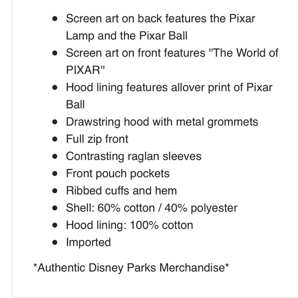 DISNEY PIXAR HOODIE BLUE & GREY WORLD OF PIXAR XXL. NEVER WORN NWOT - Picture 5 of 14